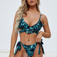 Printed Ruffle Trim Open Back Bikini Set