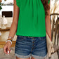 Devine Frill Ruched Mock Neck Sleeveless Blouse