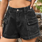 High Waist Denim Shorts with Pockets