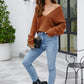 V-Neck Drop Shoulder Long Sleeve Knit Top