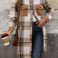 Perfee Plaid Button Up Long Sleeve Coat