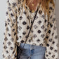 Frill Printed Tie Neck Long Sleeve Blouse