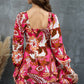 Floral Square Neck Flounce Sleeve Dress