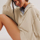 Exposed Seam Side Slit Long Sleeve Sweatshirt