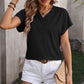 Mandy Textured Surplice Short Sleeve Blouse