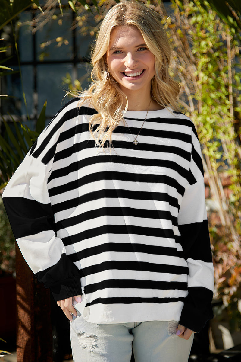 Striped Dropped Shoulder Sweatshirt