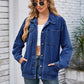 Pocketd Button Up Detachable Hooded Denim Jacket