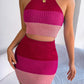 Color Block Sleeveless Crop Knit Top and Skirt Set