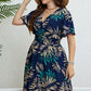 Botanical Print Flutter Sleeve Smocked Waist Dress