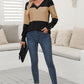 Color Block V-Neck Long Sleeve Top