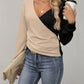 Contrast Surplice Long Sleeve Top