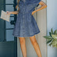 Button Front Raw Hem Denim Dress