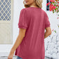 Ruched Scoop Neck Short Sleeve Blouse