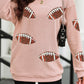 Sequin Football Patch Corduroy Sweatshirt