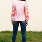 Floral Lantern Sleeve Round Neck Blouse