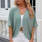 Eyelet Open Front Half Sleeve Cardigan