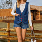 Pocketed Button Up Sleeveless Denim Jacket