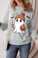 Ghost Round Neck Long Sleeve Sweatshirt Gray