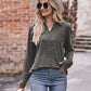 Mandy Decorative Button Johnny Collar Long Sleeve Blouse