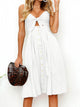 Cutout Smocked Sweetheart Neck Cami Dress White