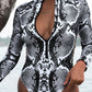 Animal Print Zipper Cut-Out One-Piece Swimwear