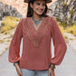 Swiss Dot V-Neck Blouse