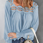 Cutout Square Neck Long Sleeve Blouse