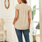 Swiss Dot Notched Cap Sleeve Blouse