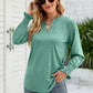 Heathered Flounce Sleeve Curved Hem Top