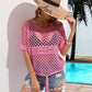 Cutout Round Neck Short Sleeve Cover Up