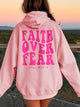 FAITH OVER FEAR Dropped Shoulder Hoodie Pink
