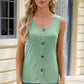 Decorative Button Round Neck Tank