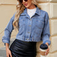 Pocketed Button Up Dropped Shoulder Denim Jacket