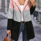 Color Block Zip Up Long Sleeve Hooded Outerwear