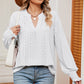 Eyelet Notched Long Sleeve T-Shirt