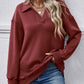 Collared Neck Dropped Shoulder Sweatshirt