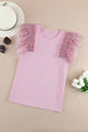 Sequin Round Neck Tank Blush Pink