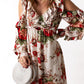 Floral Cold-Shoulder Ruffled Dress