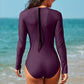 Round Neck Long Sleeve One-Piece Swimwear