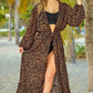 Leopard Open Front Long Sleeve Cover Up