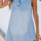 Notched Sleeveless Denim Dress