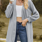 Textured Open Front Dropped Shoulder Cardigan