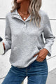 Geometric Snap Button Long Sleeve Sweatshirt Light Gray