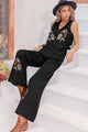 V-Neck Tank Top and Long Pants Set Black