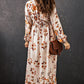 Floral V-Neck Long Sleeve Maxi Dress