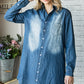 Veveret Pocketed Button Up Washed Denim Shirt