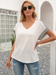 Ivy Lane Striped V-Neck Short Sleeve T-Shirt White