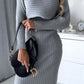 Ribbed Round Neck Top and Cami Dress Sweater Set