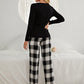 Plaid Heart Top and Pants Lounge Set