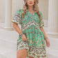 Plus Size Printed V-Neck Short Sleeve Mini Dress